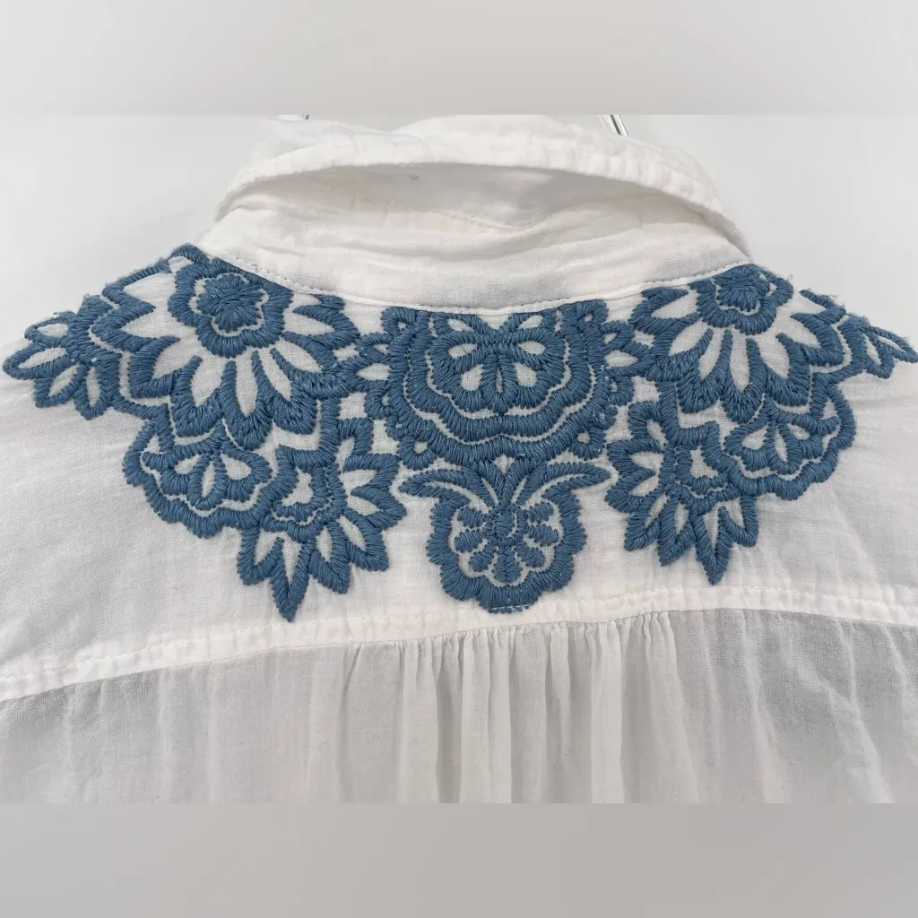 Johnny Was Toya Cotton Embroidered‎ Button Down Blouse Size small - Image 6