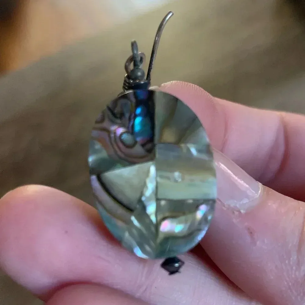 Abalone Shell Oval Dangle Drop Earrings - Image 3