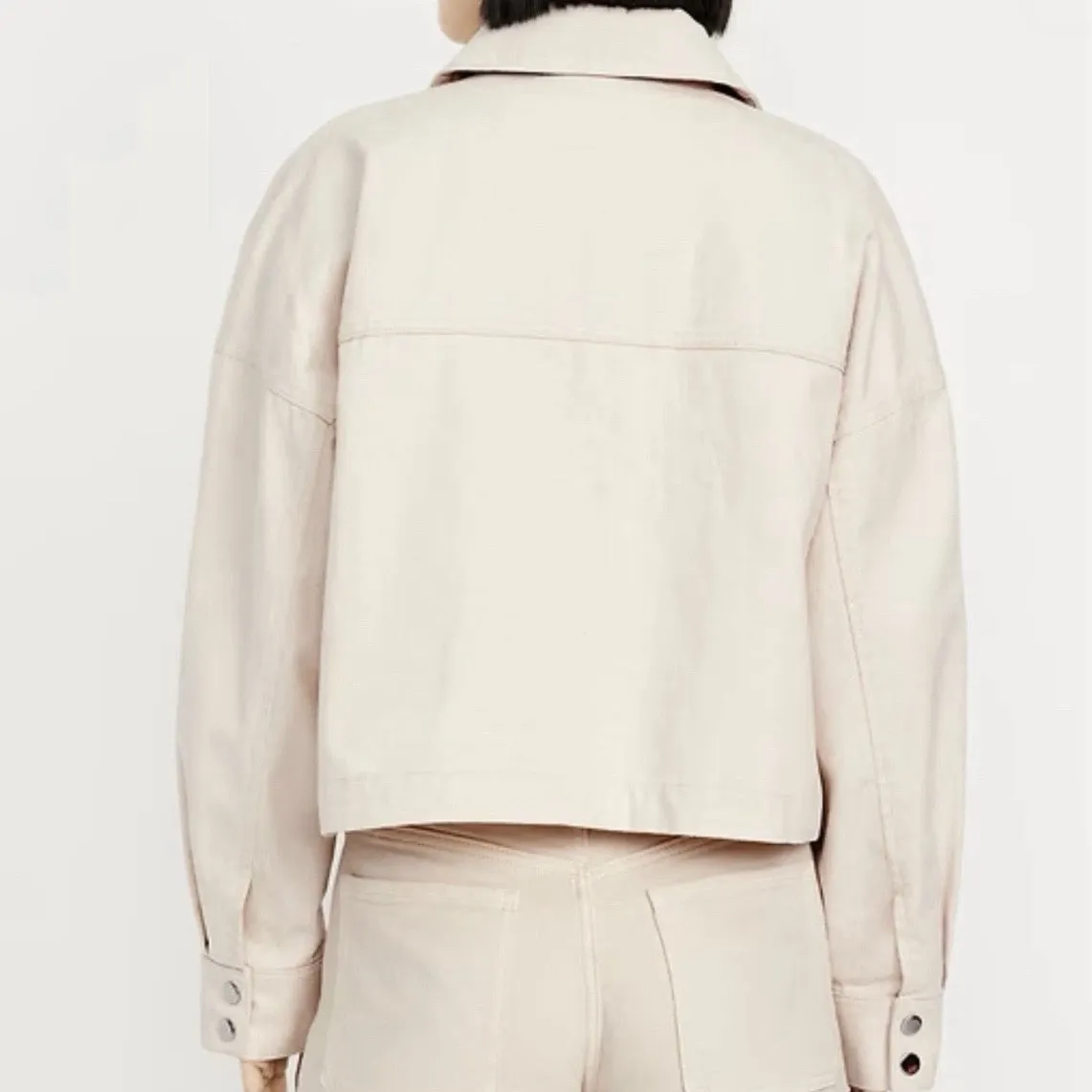 Old Navy Crop Utility Jacket Size XL Petite Natural Beige Canvas Jacket Oversize - Image 2