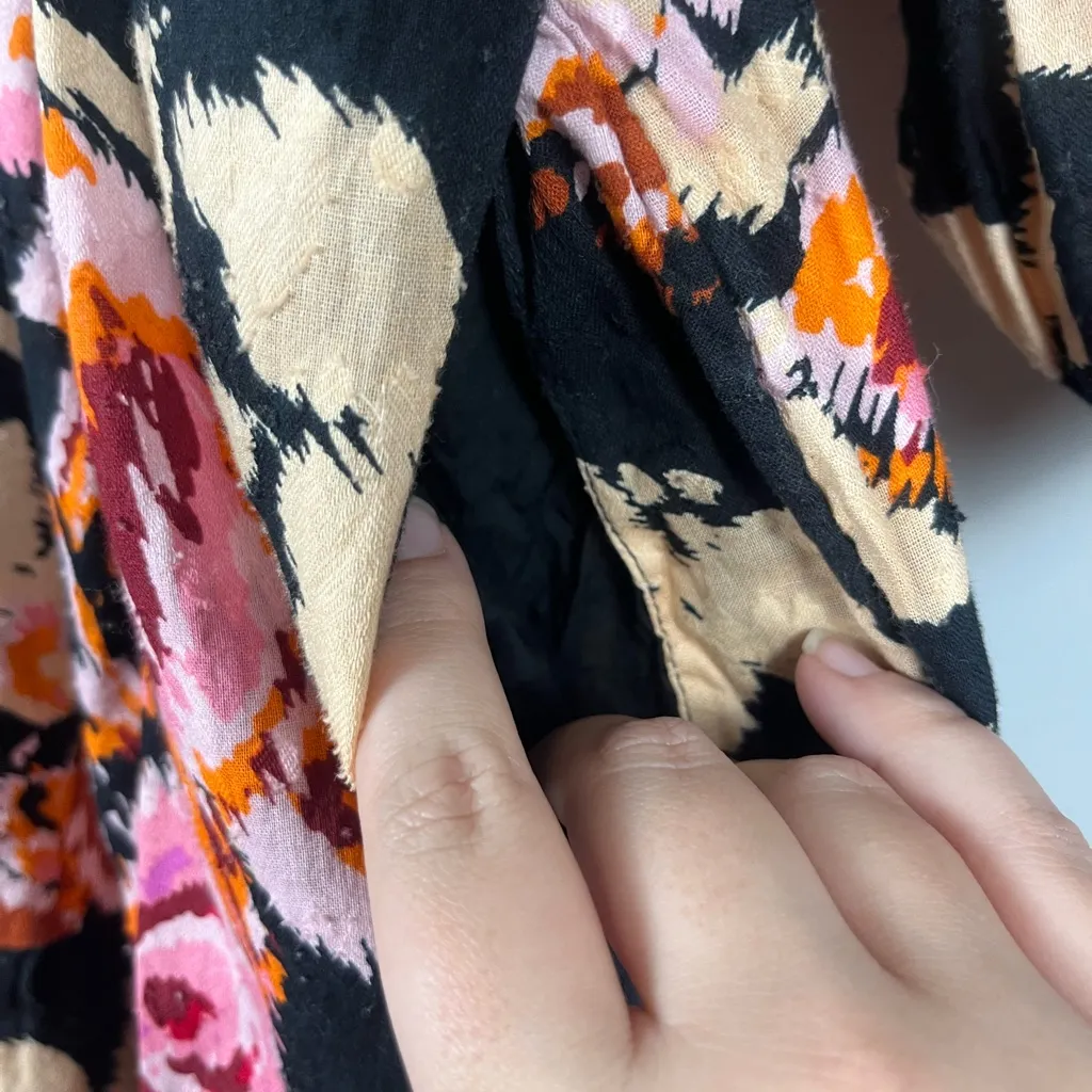 Anthropologie Floral Maxi Dress Black Pink Blossom Tiered Size XS boho - Image 4