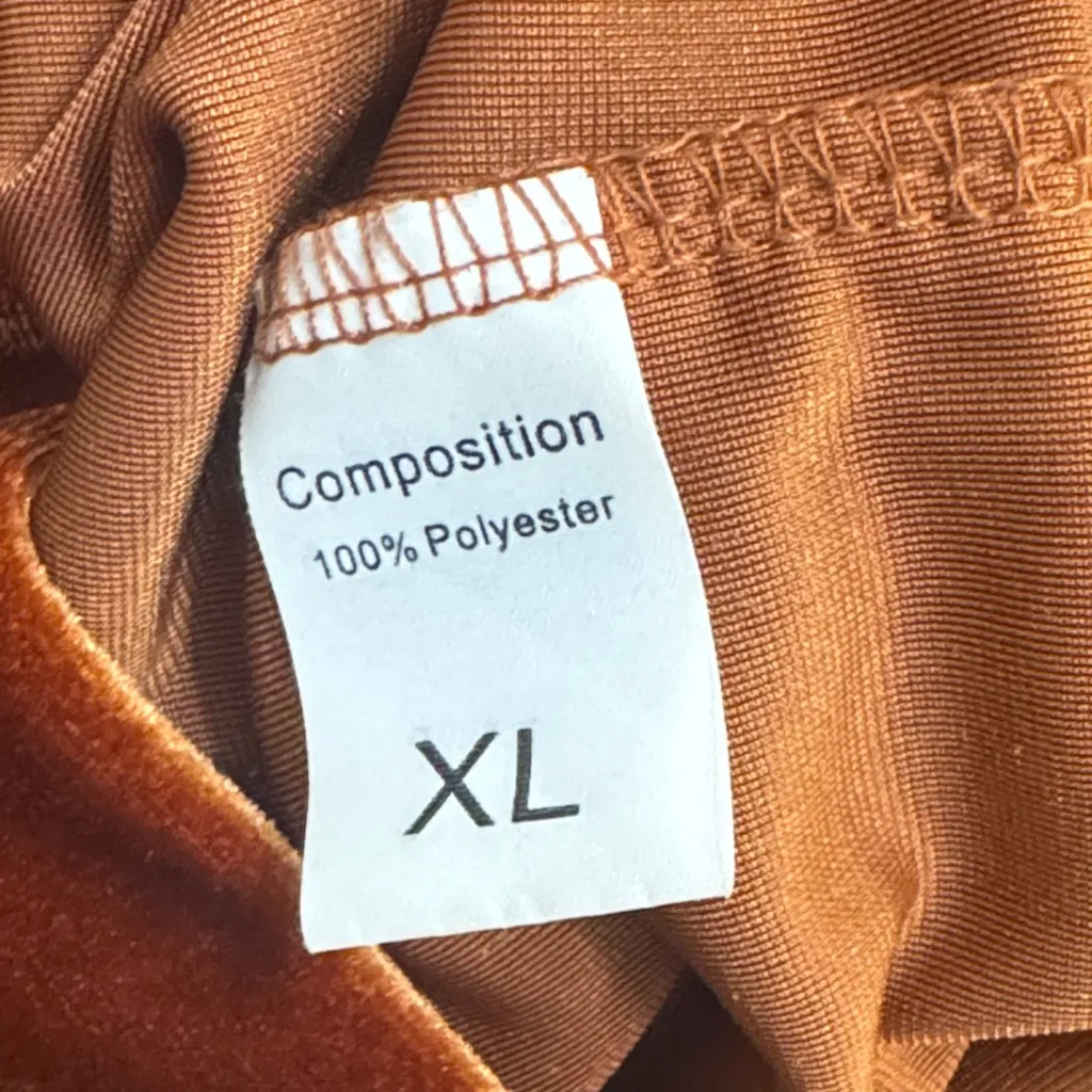 Elegant Velvet Flared Pants in burnt orange Brown Size XL - Image 7