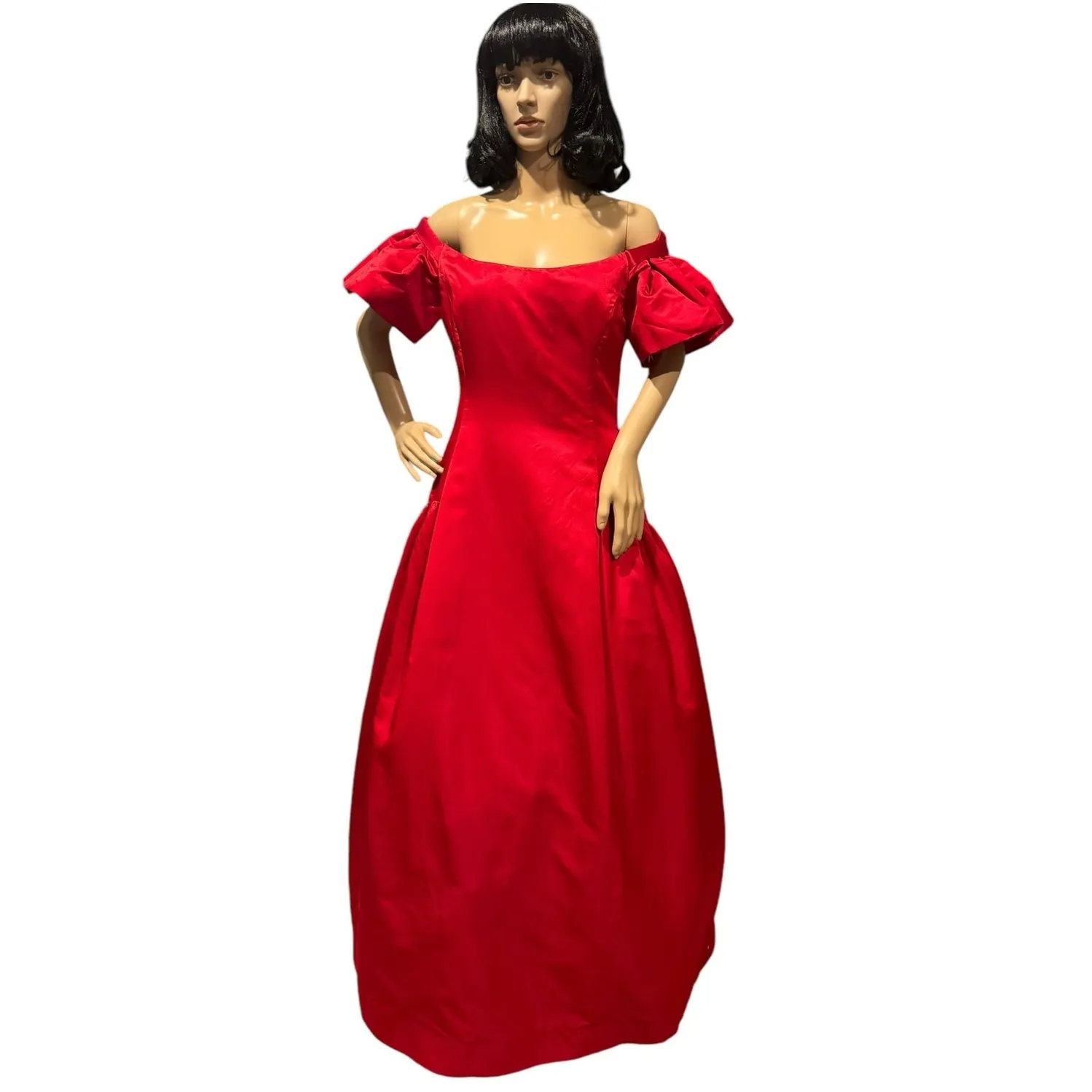 Vintage 80's Scaasi Boutique Red Satin Off - Image 2