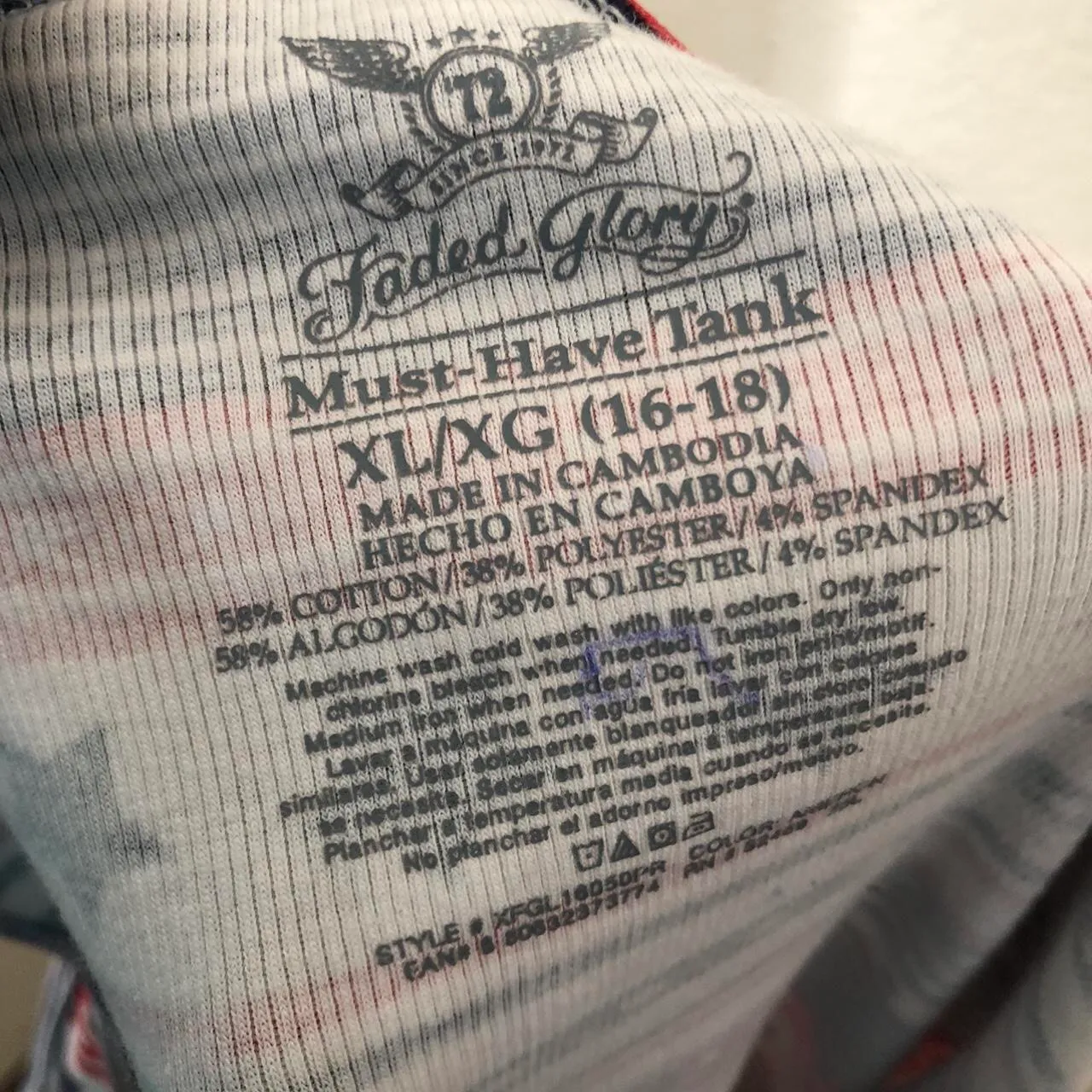 Y2K Faded Glory American flag-inspired red, white blue long tank top-Size XL-stretchy  - Image 3