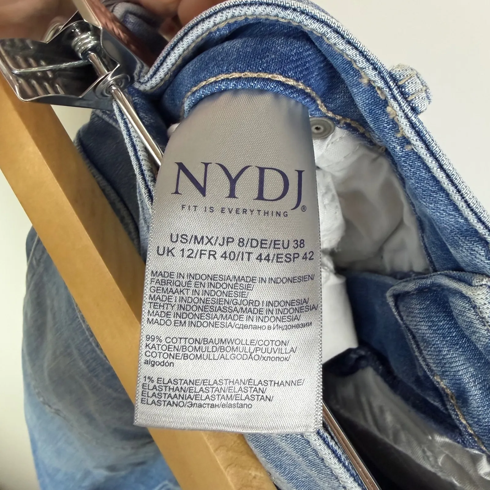 NYDJ Quinta Denim Skirt Size 8 Blue Lift Tuck Stretch Everyday Staple Cotton Y2K - Image 6