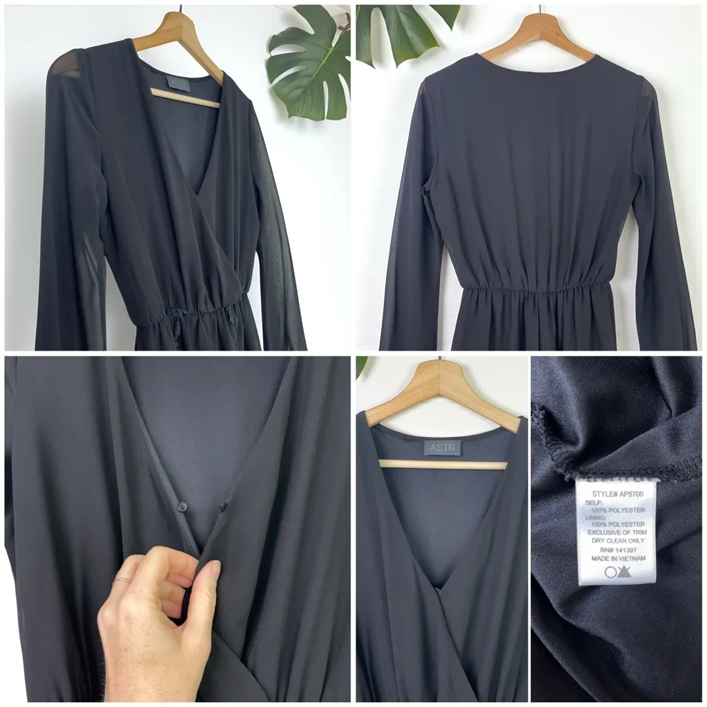 ASTR Long Sleeve Black Romper with Lace Trim - Image 12