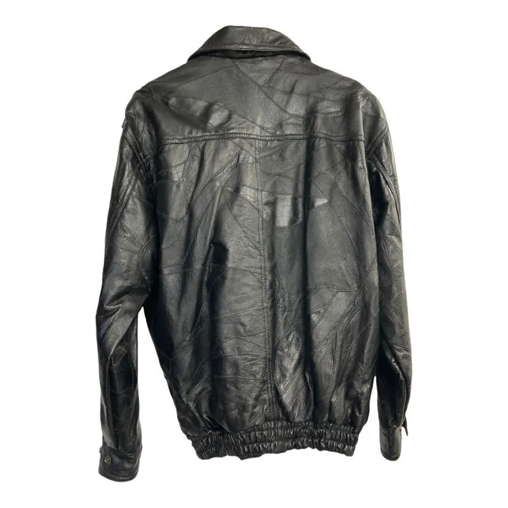 JOBAR INTL INC. MOTO Leather Jacket with USA/Eagle emblem, Men’s Med, Women’s XL‎ Black - Image 2