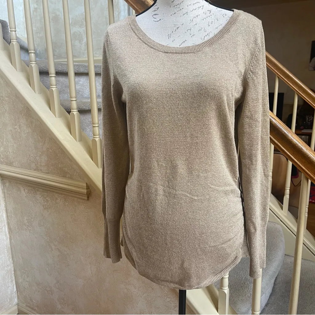 Banana Republic Italian Yarn Wool Cashmere Blend Lurex Crew Neck Sweater Size L - Image 2