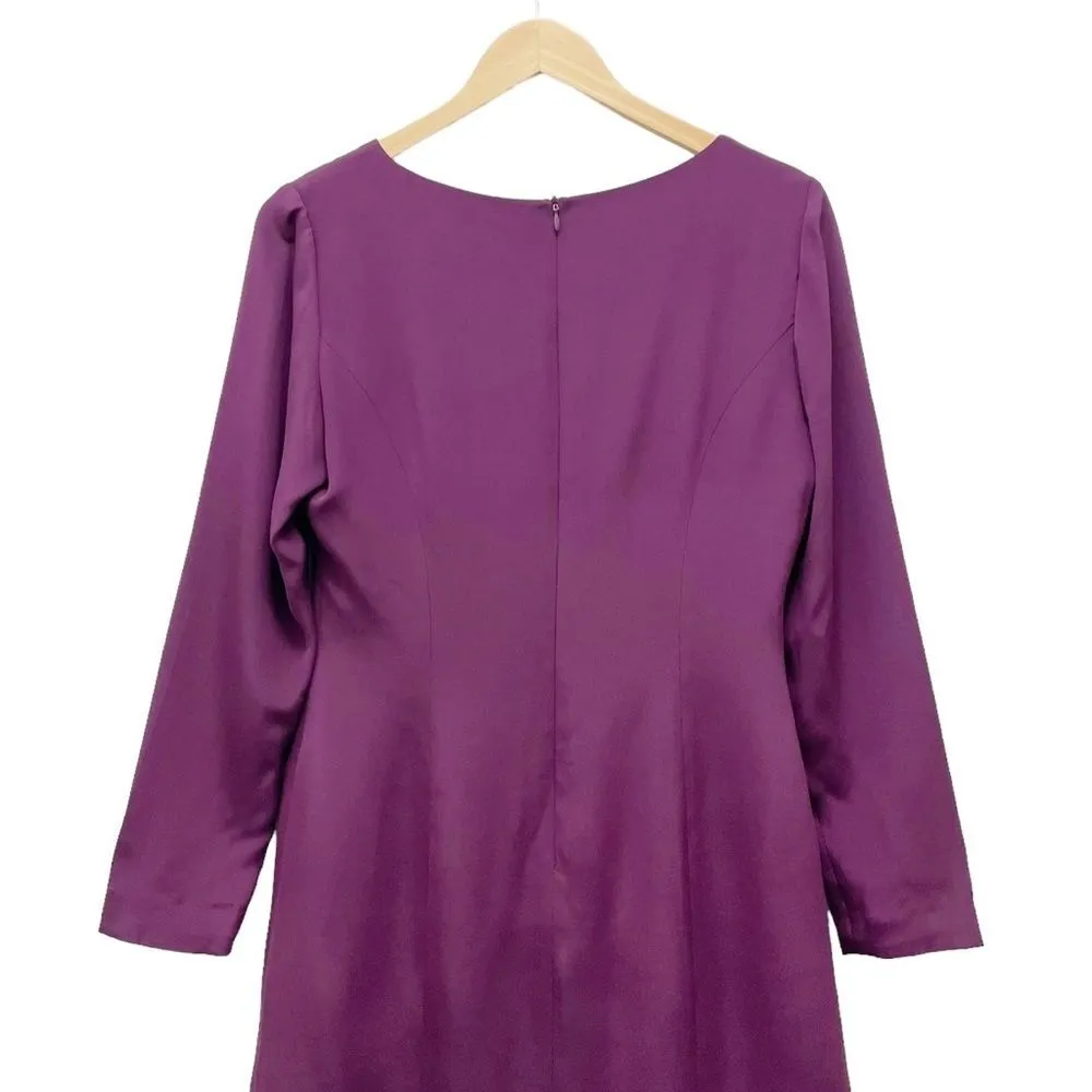 Vintage Hugo Buscati 100% Silk Long Sleeve Sheath Dress in Purple Women’s Size 8 - Image 9