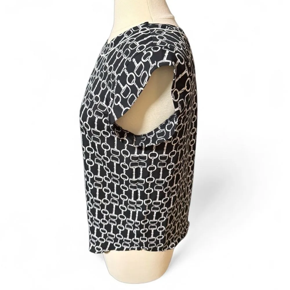 Lily‎ White Black and White Chain Print Sleeveless Blouse Size Small  Top - Image 5