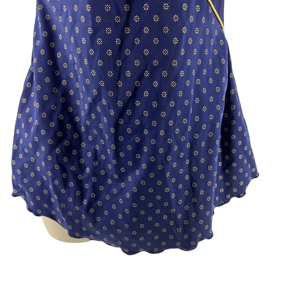 Vintage Slim Allure Navy Blue Gold Accents One Piece Swimsuit Womens 14 - Image 4