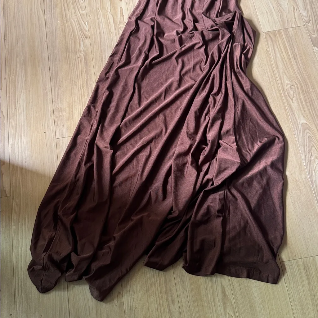 AMY SHEHAB BELTED Brown Maxi Dress - Image 2