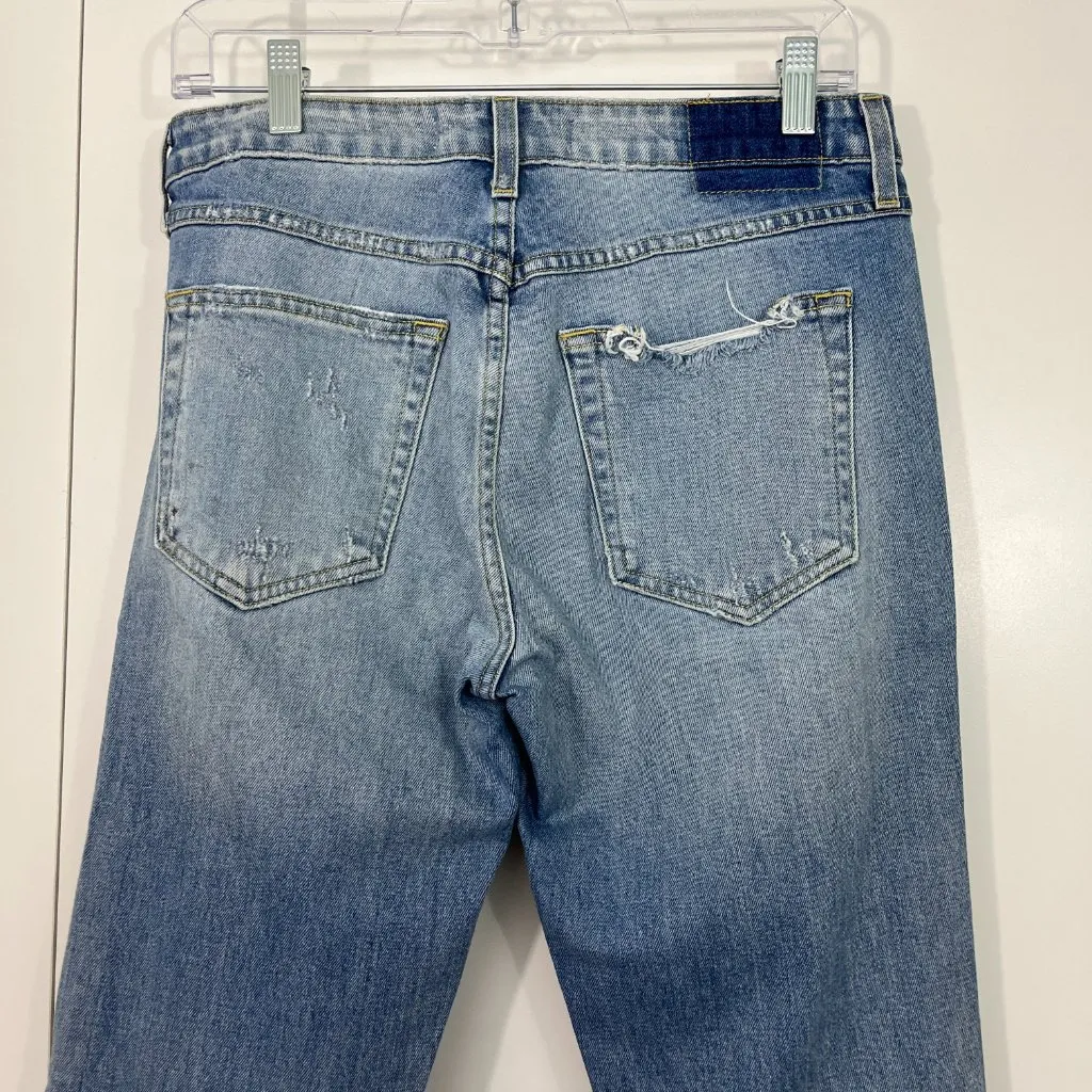 AMO Size 29 Blue Twist Heartbreaker Ankle Slim Straight Fray Hem Jeans - Image 10