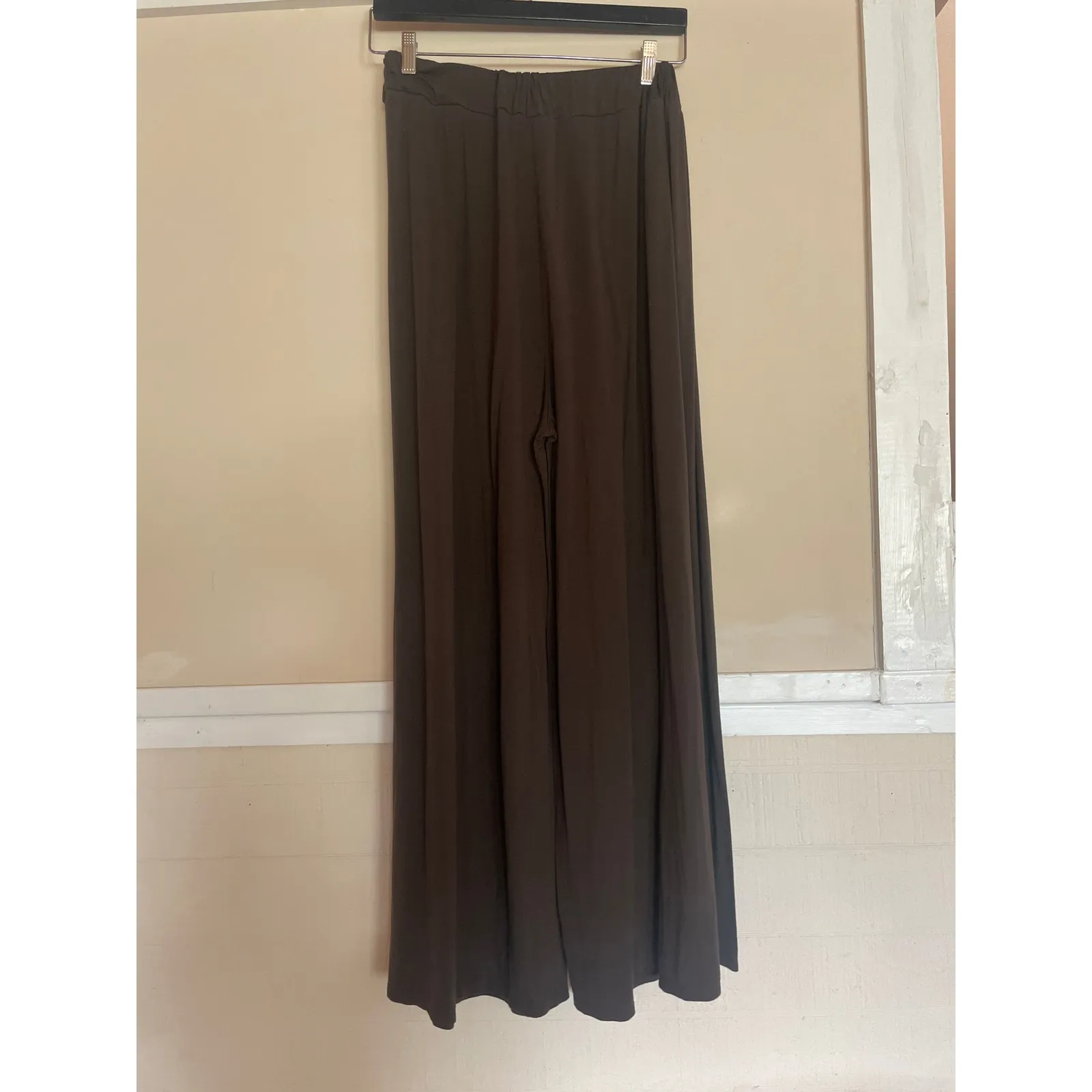 FP BEACH Alia Wide Leg Jersey Knit Pants Java Dark Brown Medium M FREE PEOPLE - Image 2