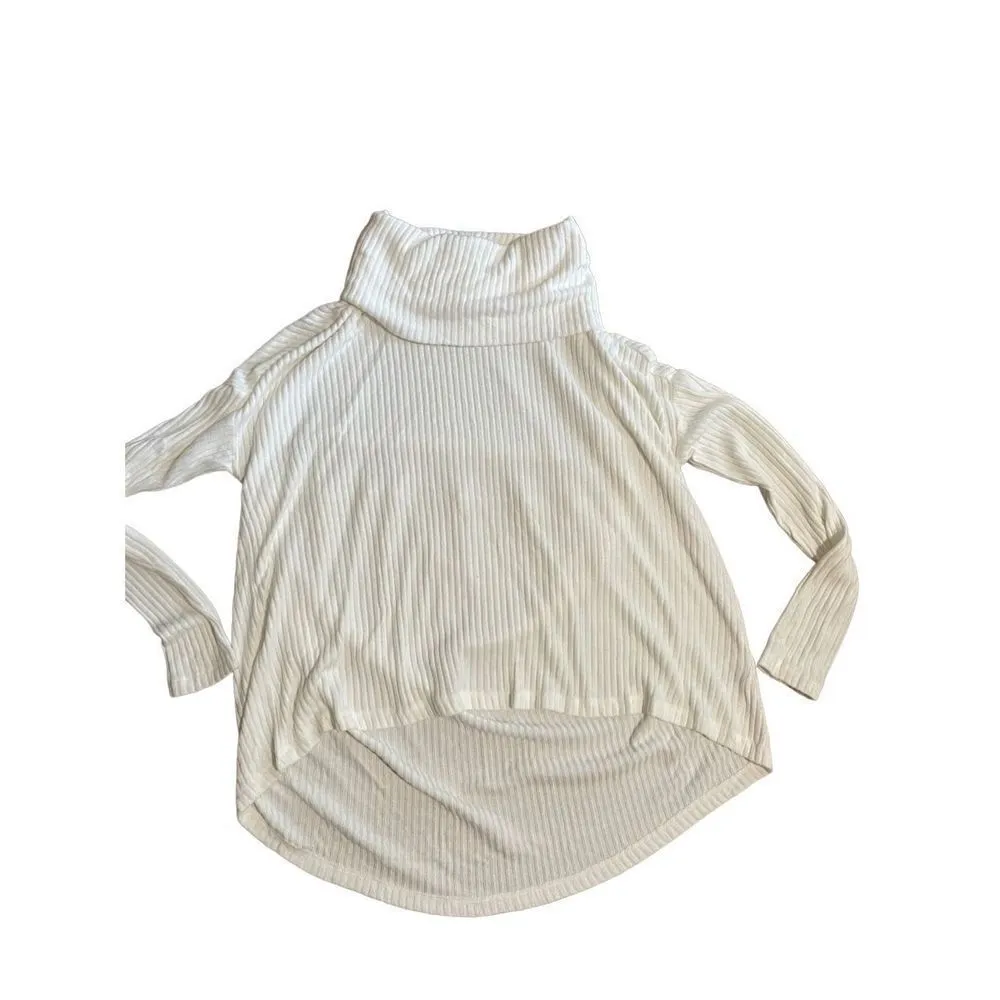 Anthropologie Saturday Sunday Ivory Brushed Ribbed cowl Neck Pullover Sweater wh - Image 2
