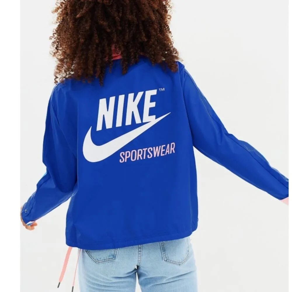 Nike  Pink & Blue Retro Cowl Neck Pullover Windbreaker Jacket - Image 11