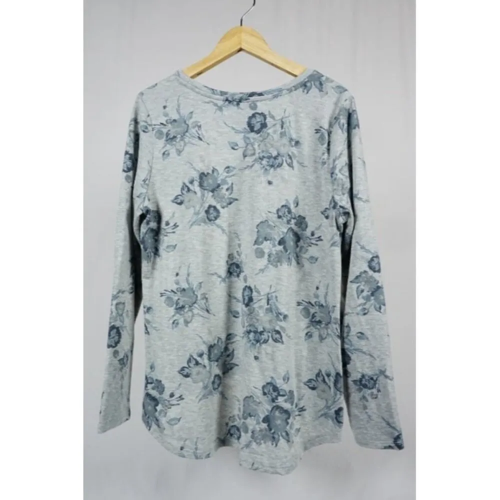 Fred David Woman's Large Soft Floral Long Sleeve Top with Twist Detail High Low - Image 3