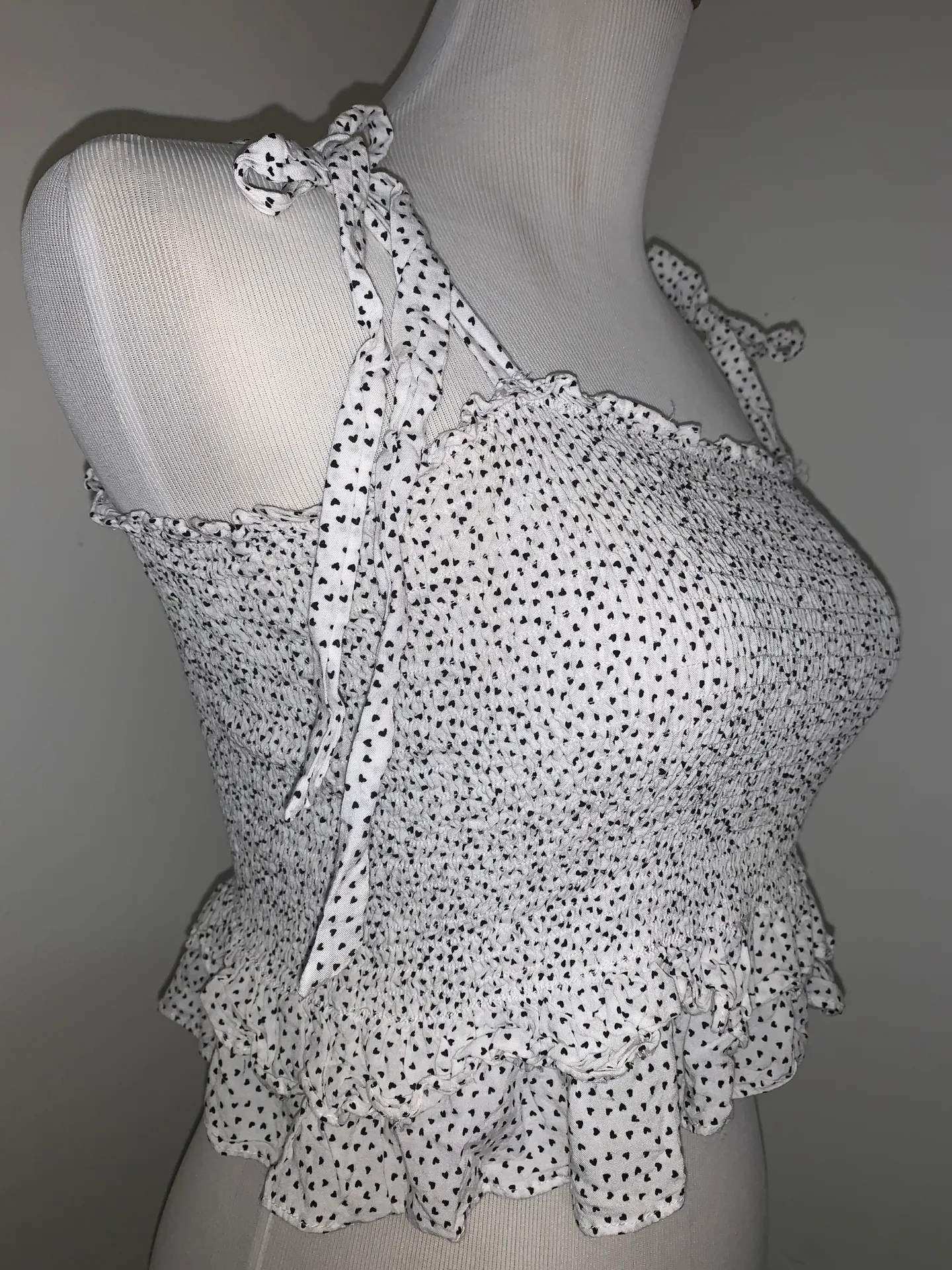 Smocked White And Black Heart Tank Top - Image 8