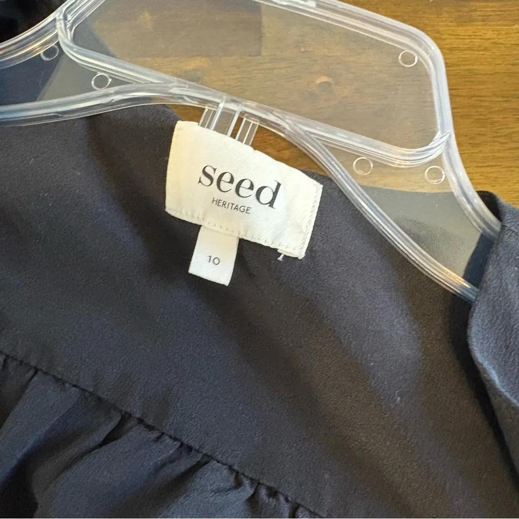 Seed Heritage Black Sheer Open Front Top Cover Up Silk Womens size 10 - Image 7