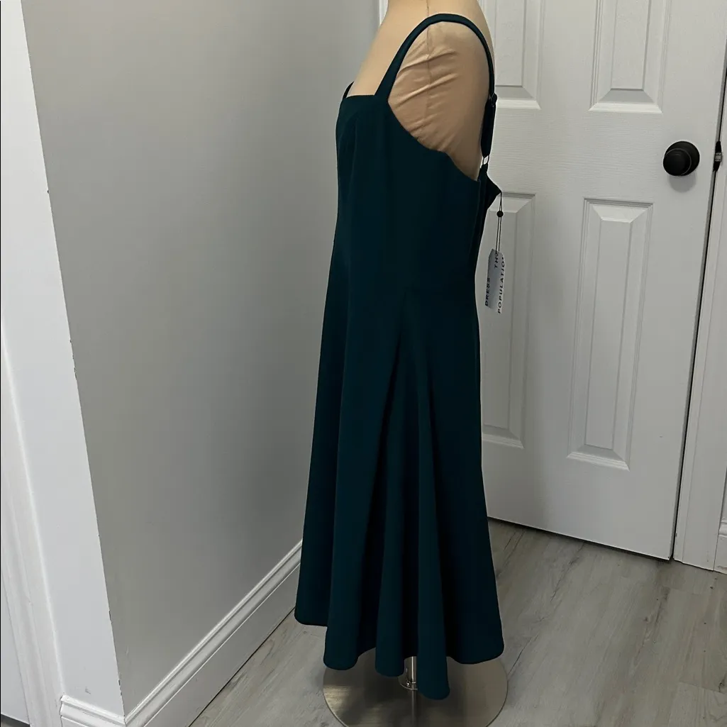 Dress The Population Alina Crepe Fit and Flare  Dress Pine - Image 6