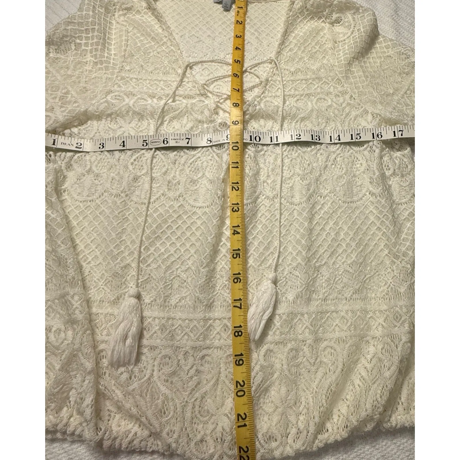 VTG Charlotte Russe Crotchet Prairie Blouse/Bell Sleeve, Y2K Boho Festival‎ LG - Image 3