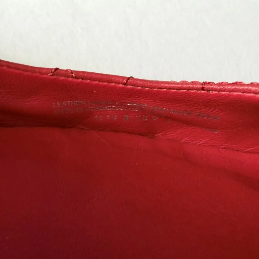 Tory Burch Ballet Flat Quinn Size 7.5 Quilted Carnival Red Coral Gold Emblem - Image 6