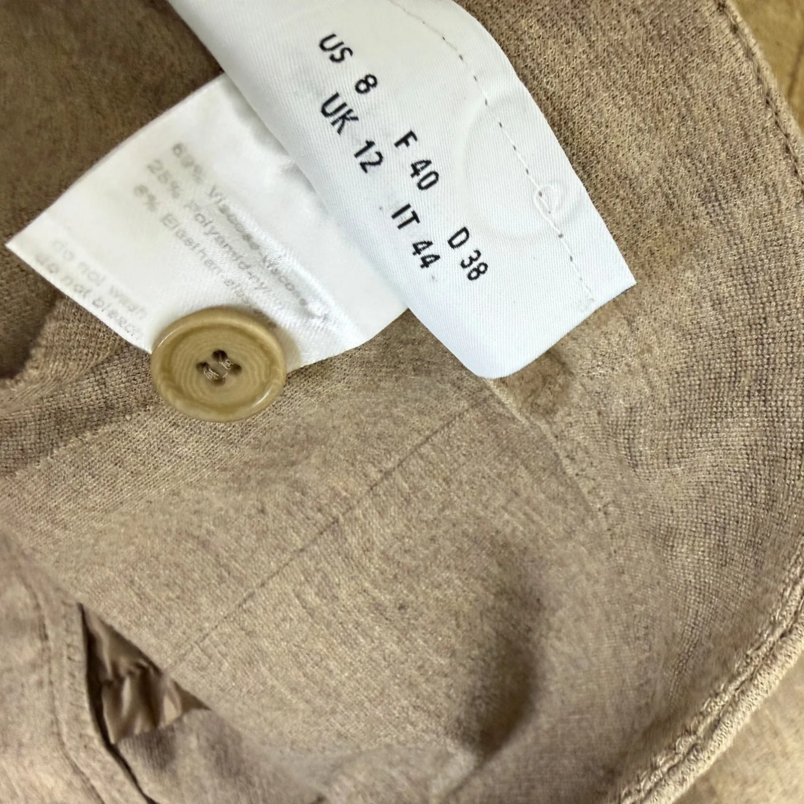 Akris Punto Pants Womens 8 Tan Pull On Ankle Stretch Pleat Tapered Career 28.5" - Image 7