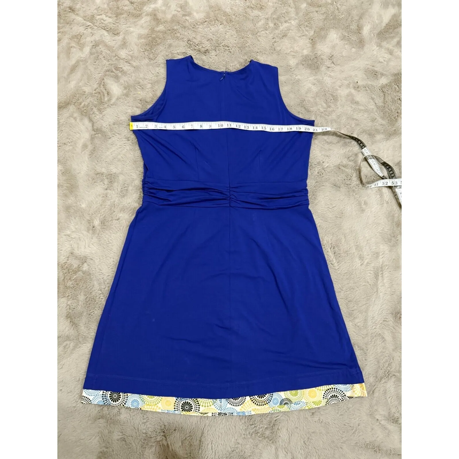 Talbots Women's‎ Petite Dress 1X Blue Sleeveless Floral Hem Trim Casual & Office - Image 5