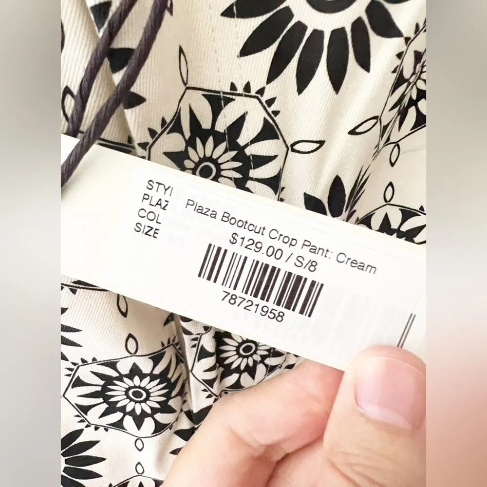 ROLLA’s Retro Plaza Cream Floral High Waist Boot Cut Crop Pants Size 6 Short - Image 6