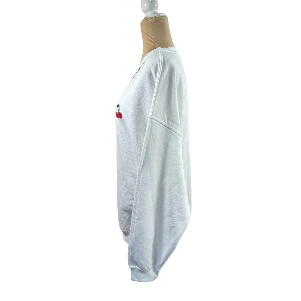 Illustrated Society "The Food Nanny" Cherry Sweatshirt Crewneck White Size XL Ex - Image 2
