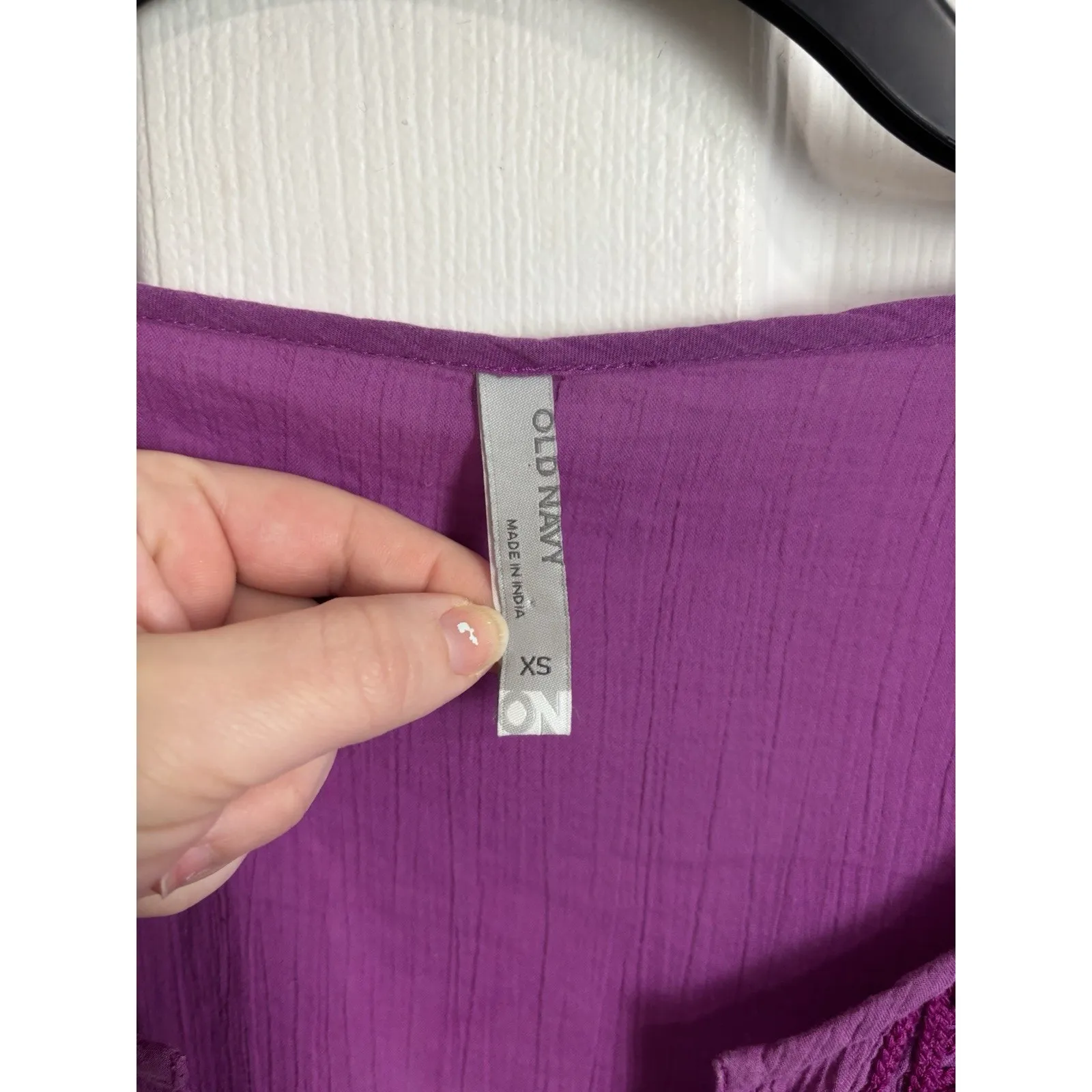 Old Navy Purple Gauzy Cotton Embroidered Cover Up Size XS Resort Wear Boho - Image 3