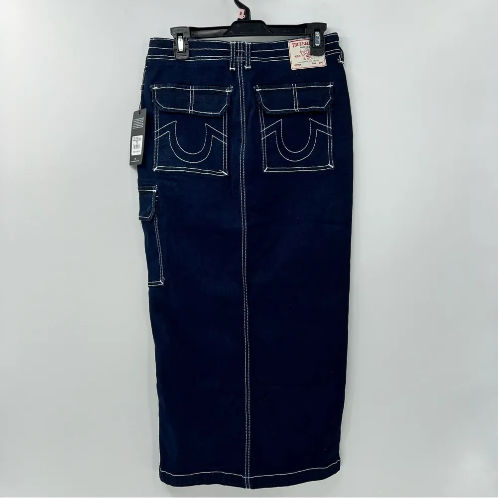 True Religion denim cargo maxi skirt size 26 NWT - Image 3