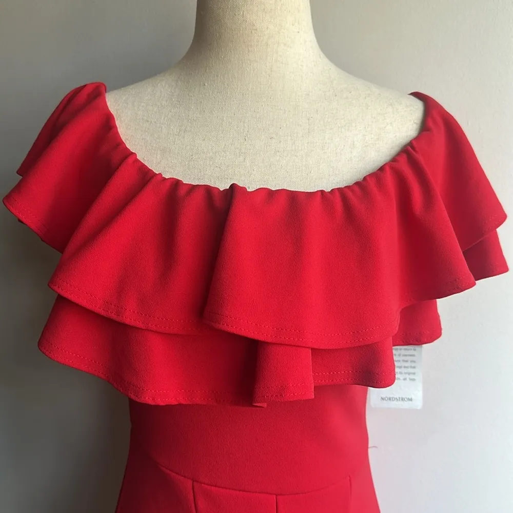 Elegant Red Off-Shoulder Jumpsuit - Image 2