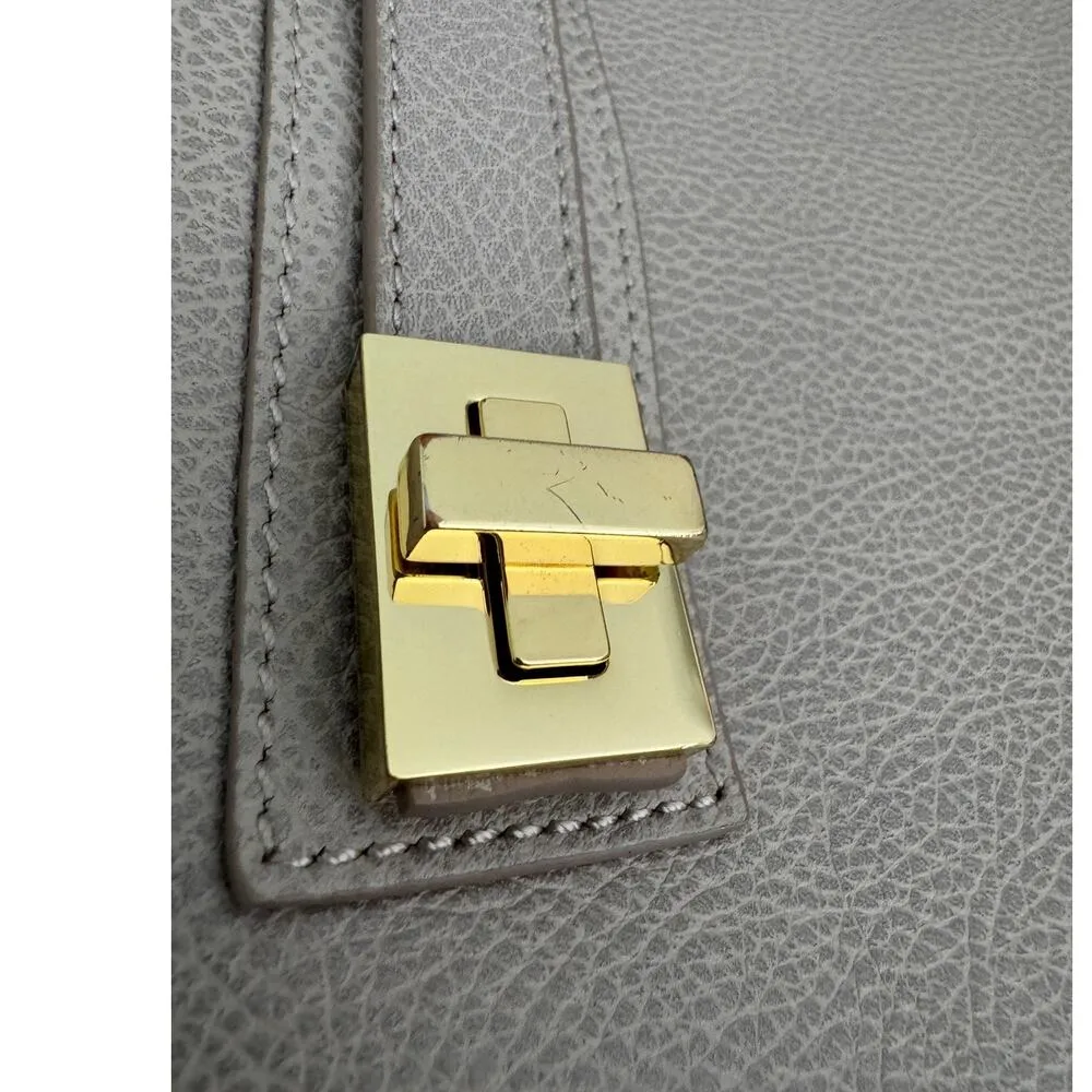 India Hicks Gray Pebble Leather Adjustable Length Strap Solitaire Tote Bag - Image 12