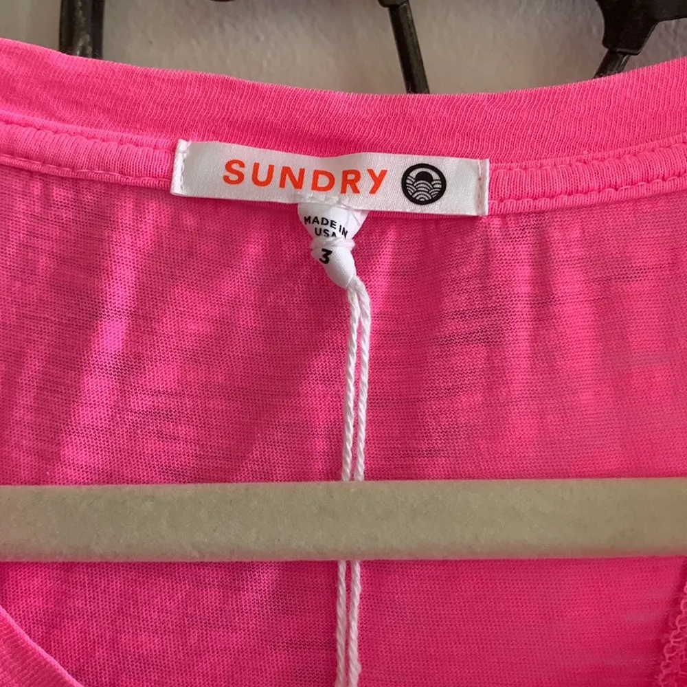 Sundry Tiered Sleeveless Jersey Cotton Tank NWT Hot Pink Soft - Image 4