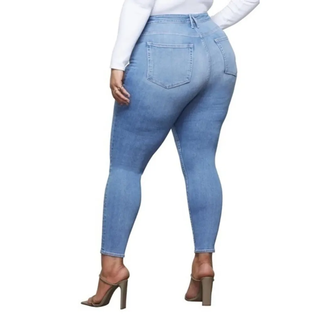 Good American Good Legs Crop Notched High Waist Ankle Skinny Jeans Blue 260 24 - Image 2