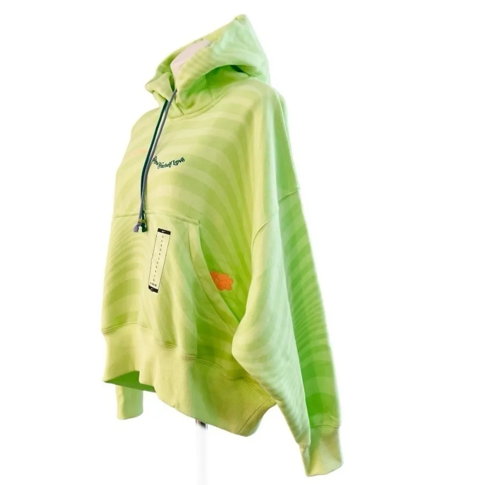NIKE Mind Over Matter Show Yourself Love Cropped Neon Green Hoodie Size L NEW - Image 4