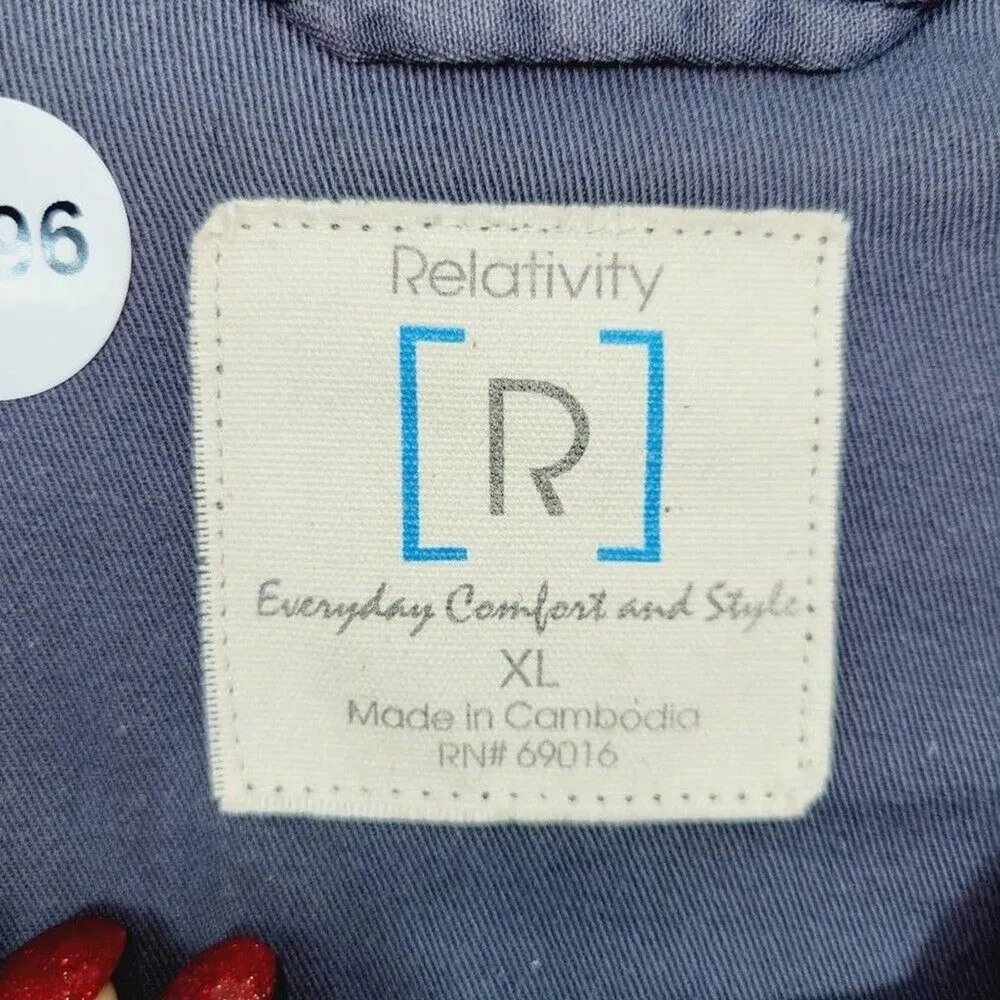Relativity  Womens XL Grey 100% Cotton Button Up Utility Jacket Shacket - Image 3