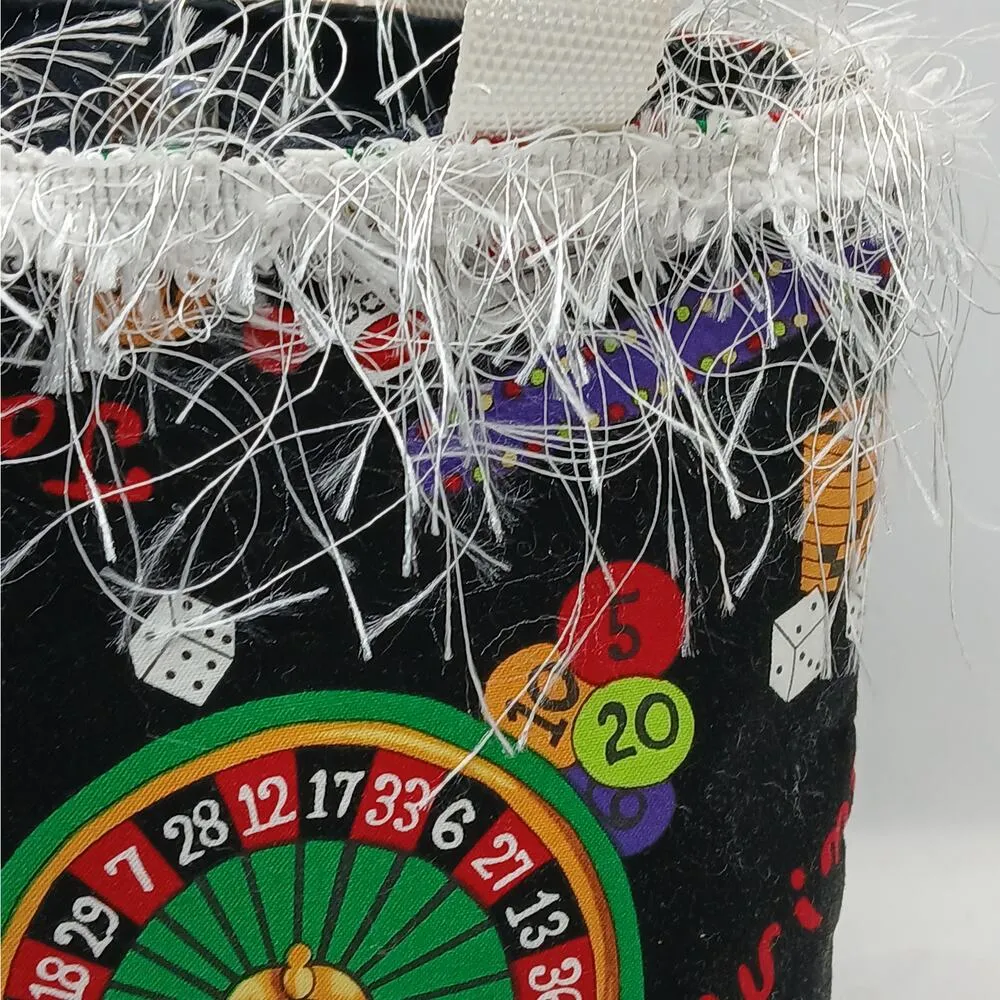 Vintage Y2K Whimsical Tote Bag Bingo Casino Cards Game Night Shoulder Handbag Black - Image 6