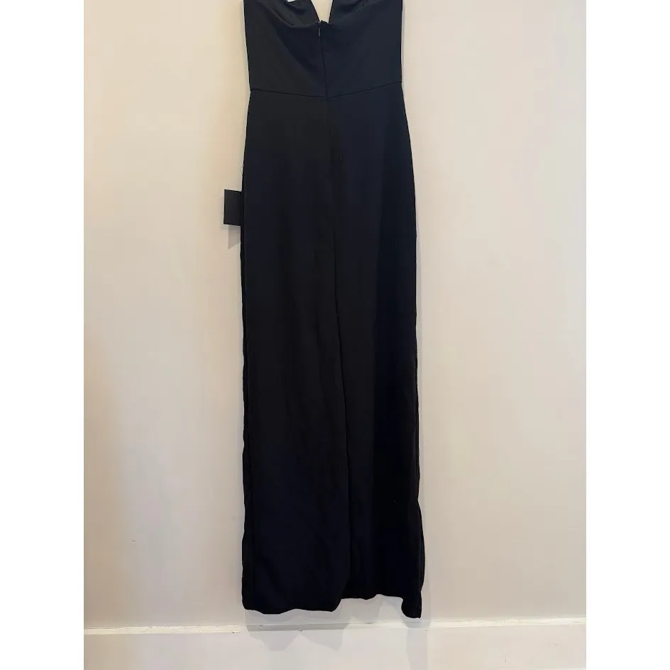 Lulus Black Strapless V Neck Slit Maxi Dress Formal Evening Occasion Size M - Image 11