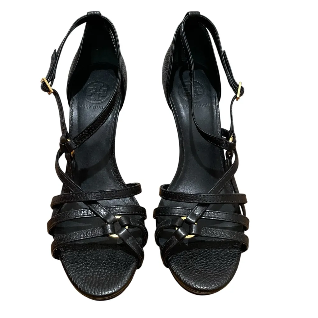 Tory Burch Elizabella Tumbled Leather Heels Black Womens Size 10 - Image 4