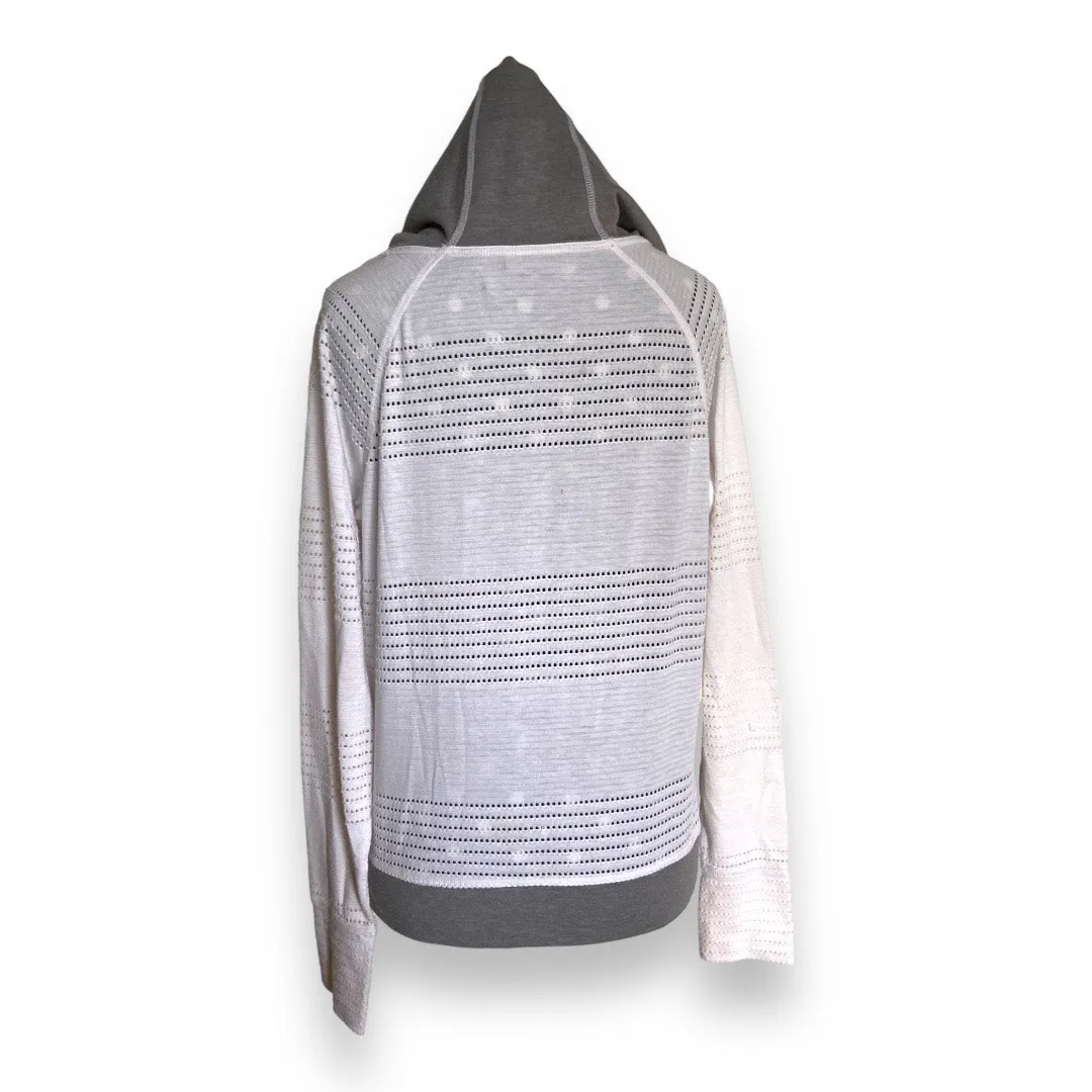 Athleta Womens Hoodie Size S‎ Limitless Perforated Long Sleeve Gray White - Image 11