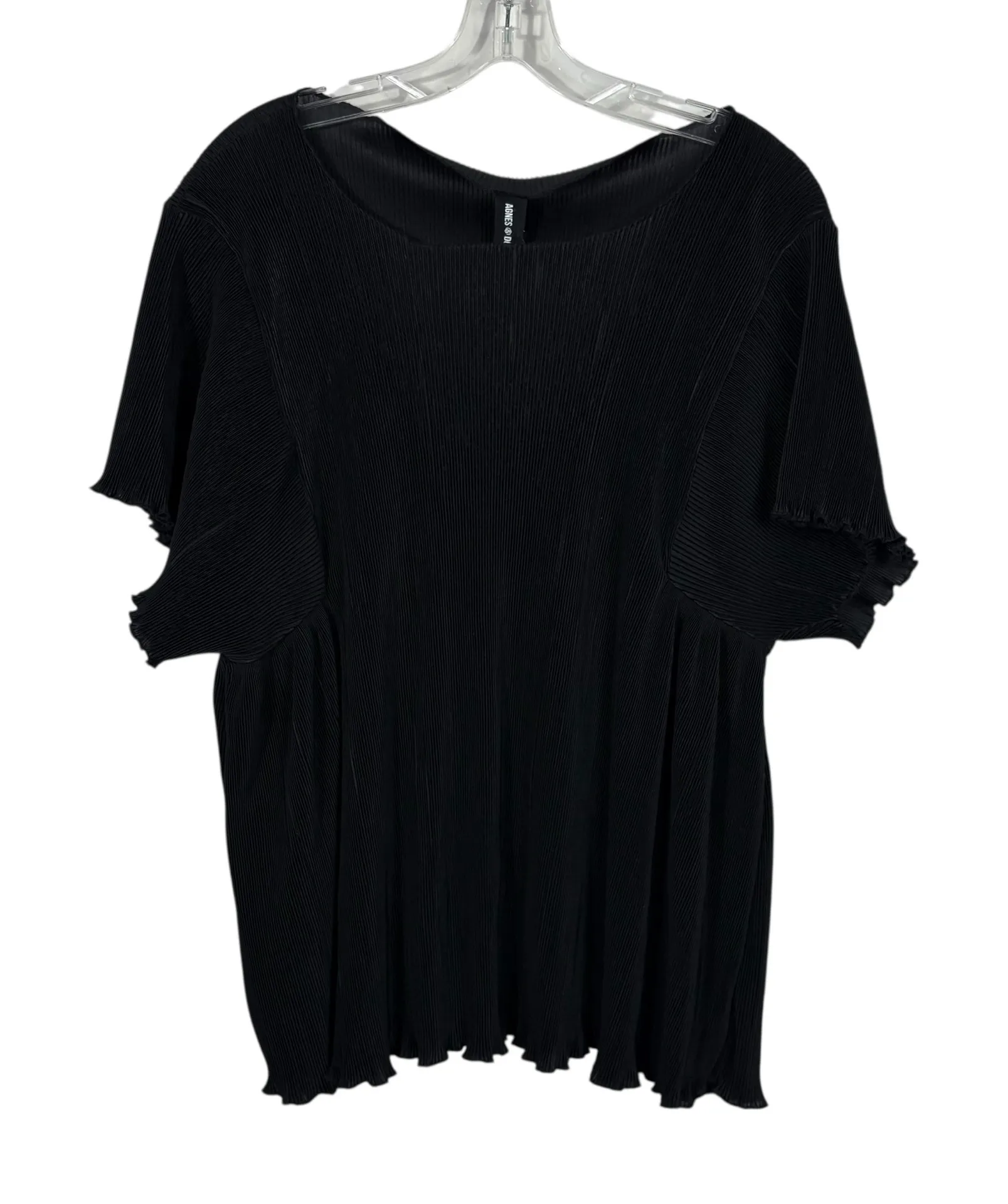 Agnes & Dora Black Pleated Stretch Babydoll Fit Blouse NWT Stretchy Oversized S - Image 1