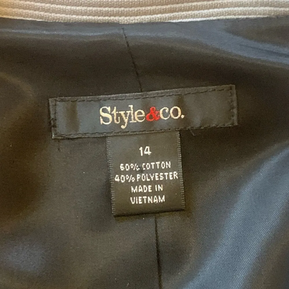 Style & co. NWT Jacket Coat 14 Gray Double Breasted Lined Stripe Texture pockets - Image 3