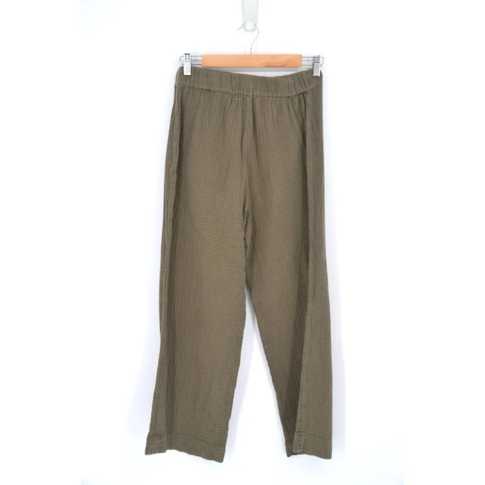 Jenni Kayne Playa Wide Leg Gauze Pants Crop Cotton Sage Green Women's S - Image 5