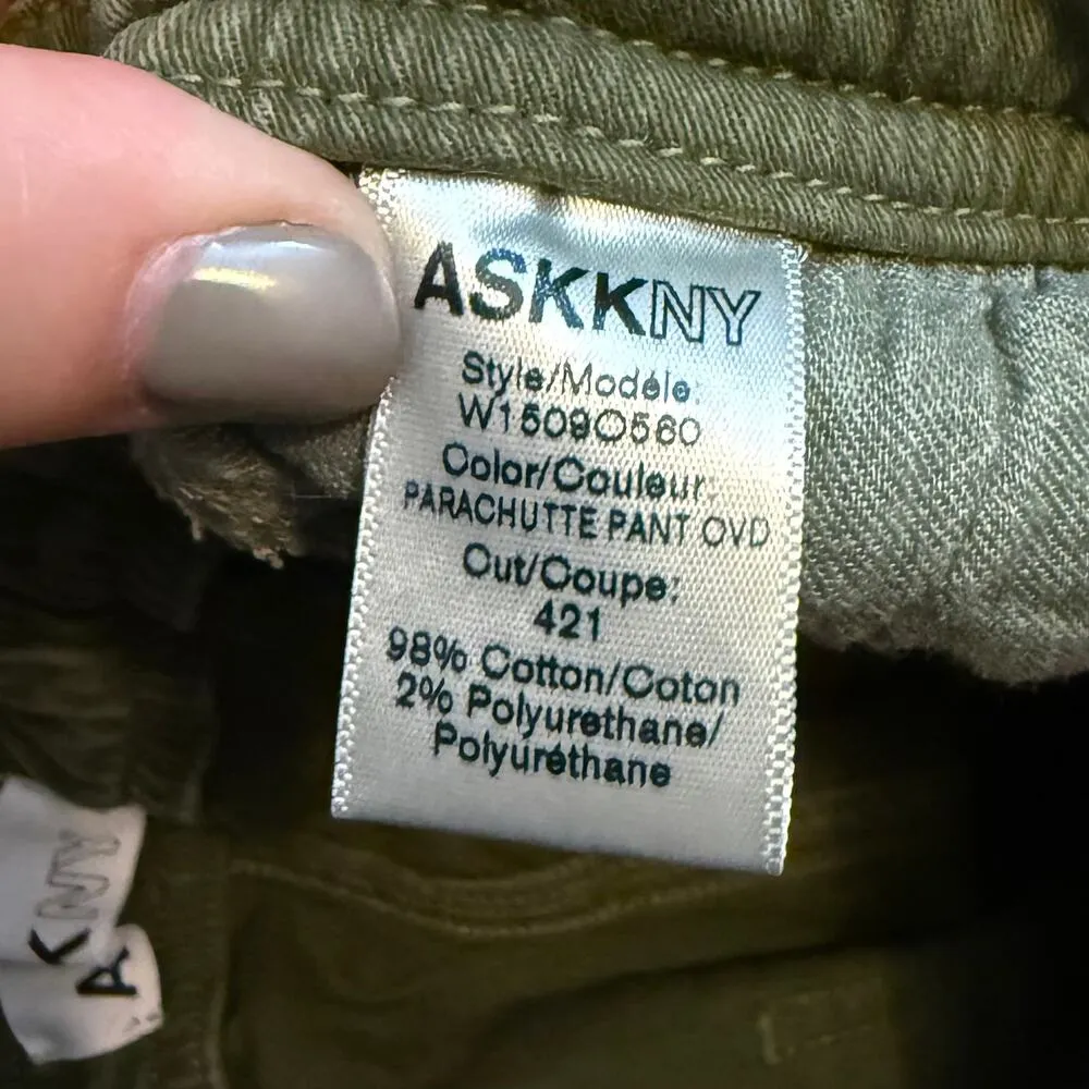 ASKKNY Women 25 Army Green Parachute Pant Cargo Pockets Military Baggy Retro Y2K - Image 9