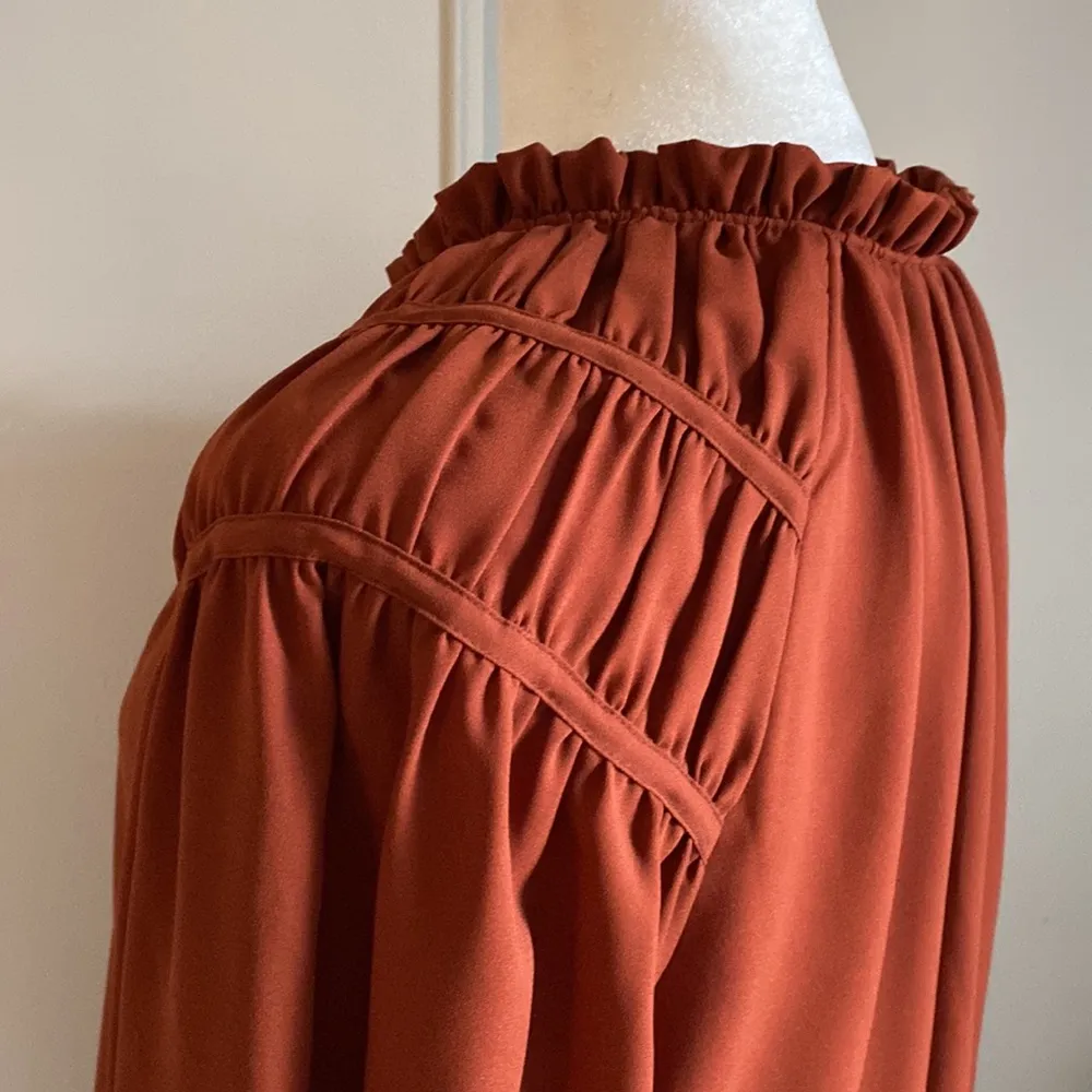 CROSBY by Mollie Burch Romantic Bohemian Smocked Cuff Neckline Blouse - Image 9