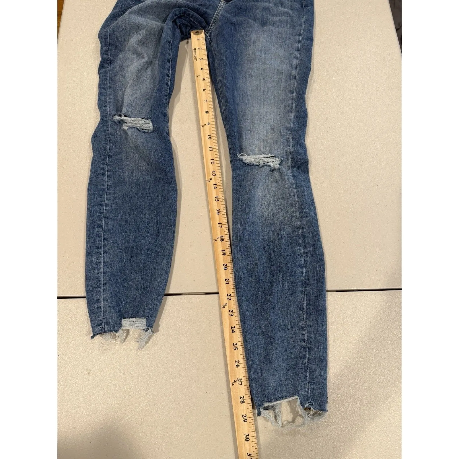 H&M Jeans Womens 28" Skinny Stretch Distressed High Rise Travel Punk Grunge - Image 4