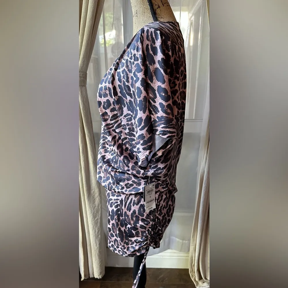 Bar III Women's Beach Cheetah-Print Cover-Up Caftan Natural NWT - Image 5