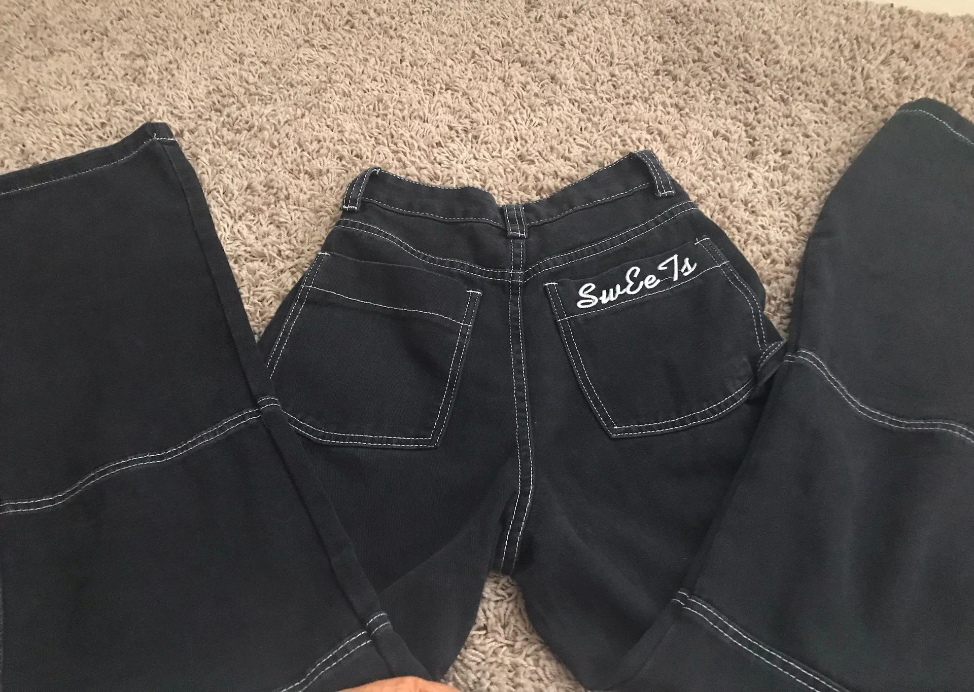 SheIn Black With Contrast Stitching Cargo Pants - Image 3