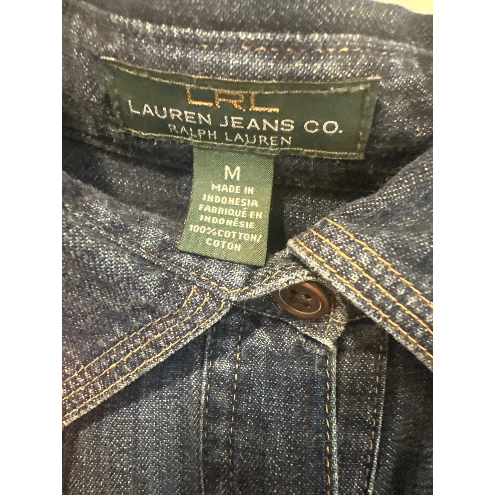 Lauren Ralph Lauren Denim Shirtdress Button Front Belted Midi M cotton csua Blue Size M - Image 4